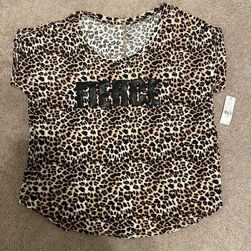 New York & Company Lag Leopard Print “FIERCE” Short-Sleeve SUPER COOL Top-NWT!